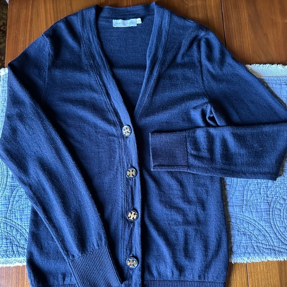 Tory Burch Classic Navy (Merino Wool) Cardigan - Picture 5 of 5